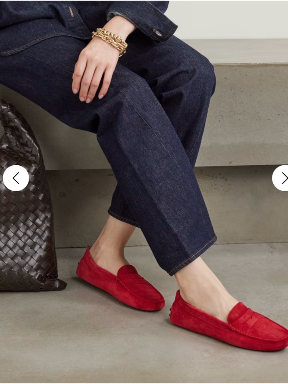 Tod's Red Suede Penny Loafers - Women's Flats - Picture 6 of 8